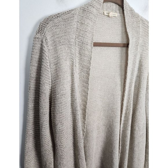 Eileen Fisher Women's Sz. M Beige Knit Linen Blend Open Front Cardigan - Picture 3 of 7